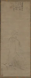 Bodhidharma korsar Yangzi-floden på en vass, före 1317.