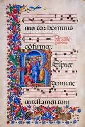 Piccolomini bibliotek: körbok, torsk. 24.9, ff. 67v med "Healing of the leper", av Liberale da Verona (ca 1445 - 1527/9).