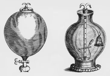 Luftpump, experiment av Robert Boyle (1627-1691), gravyr