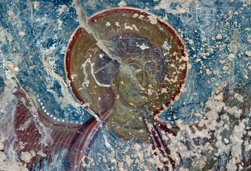 Ängel, fresk i kyrkan Panagia, Rodovani, Kreta, Grekland (foto)