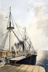 Kabeldragning Babords sidovy av "Great Eastern"