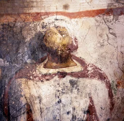 Freskköpare, fresk i den bysantinska kyrkan Agios Georgios