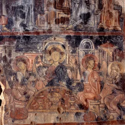 Fresk i den bysantinska kyrkan Agios Nikolaos, Maza, Kreta, Grekland