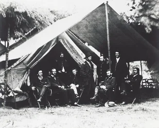 General Ulysses Grant och hans stab vid City Point, sommaren 1864, amerikanska inbördeskriget, USA