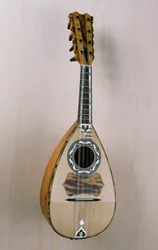 Napolitansk mandolin, musikinstrument byggt i verkstaden hos luthier Pasquale Scala i Praiano, Kampanien. Italien, 1900-talet