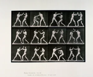 Nakna manliga atleter som boxas, ca 1872-1885