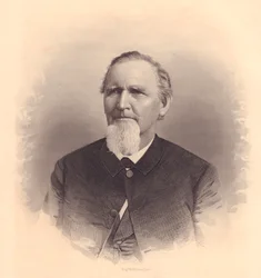 Porträtt av den amerikanske metodistprästen John L Smith, gravyr av FE Jones, cirka 1870