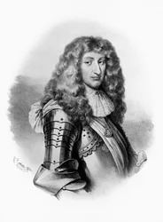 Porträtt av Charles Emmanuel II (1634-1675), hertig av Savojen från 1638, gravyr