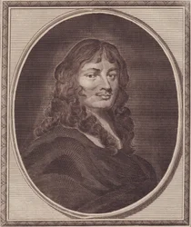 Porträtt av den engelske politikern Sir William Temple (1628-1699), kopparstick av John Goldar (1729-1795) från målning av P Lely