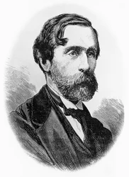 Porträtt av Giulio Carcano (1812-1884), italiensk politiker, författare och journalist, gravyr