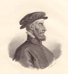 Porträtt av den italienska förläggaren och tryckaren Paolo Manuzio (1512-1574) kopparstick av S Maffeis