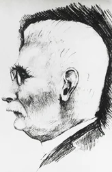 Profilporträtt av Henri Louis Le Chatelier (1850-1936), fransk kemist och metallurg, gravyr