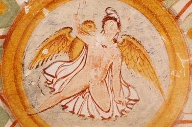 Syrien, Palmyra, Gravdalen, Hypogeum fresk av ängel i tre bröders grav
