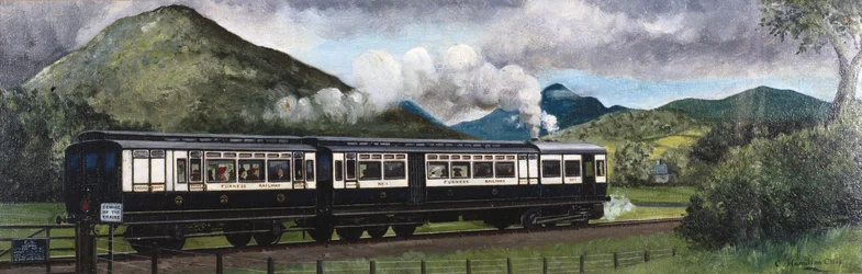 Coniston Steam Motor Train på Furness Railway, Cumbria