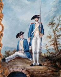 Uniformer av det franska infanteriet under det amerikanska revolutionskriget, gouache av Nicolas Hoffmann, USA