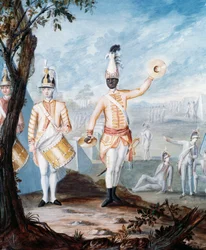 Uniformer av det franska infanteriet under det amerikanska revolutionskriget, gouache av Nicolas Hoffmann, USA