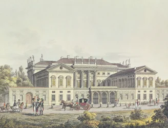Utsikt över Villa Reale i de offentliga trädgårdarna, Milano, Italien