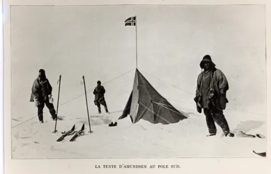 Tält som Roald Amundsen (1872-1928) lämnade på Sydpolen 1911, 1912.