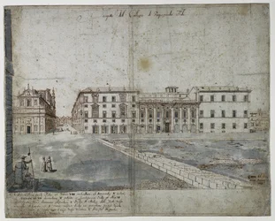 Arton utsikter över Rom: The Collegio di Propaganda Fide (recto)