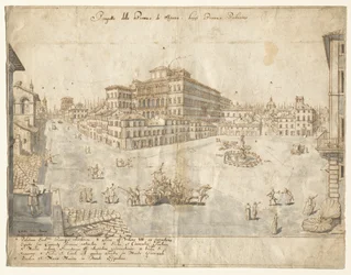 Arton utsikter över Rom: Piazza Barberini (recto)