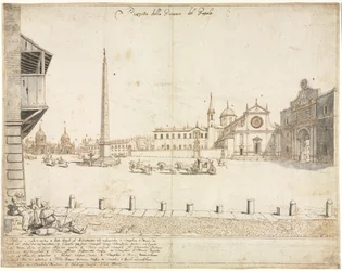 Arton utsikter över Rom: Piazza del Popolo (recto)