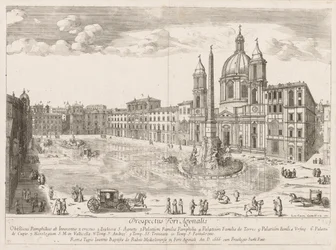 Piazza Navona från prospektet för Lourum i staden Rom, 1666.
