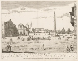 Piazza del Popolo från prospektet i Lourum i staden Rom, 1666.