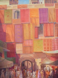 Stadsmur med mattor, Jaisalmer