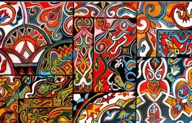 Egyptiska tältmönster, 2016 (blandteknik)