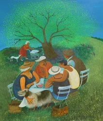 Familjepicknick, 2018 (akryl på papper)
