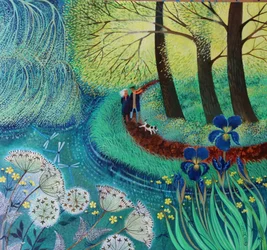 River Wey walk, 2017, (akryl på papper)