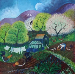 Springtime on the Allotment, 2025 (akryl på linne)