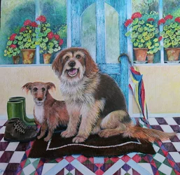 Time for Walkies, 2021, (akryl på papper)