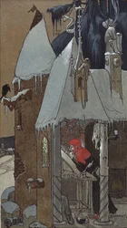 Avskrivaren. Bokskylt av Robert Forrer, 1890.