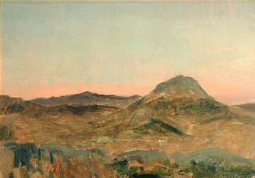 Grekisk bergstopp vid skymningen
