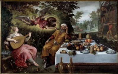 Fåfänga av rikedomar eller melankoliskt elände. Målning av Ludovico Pozzoseratto (1550-1610)