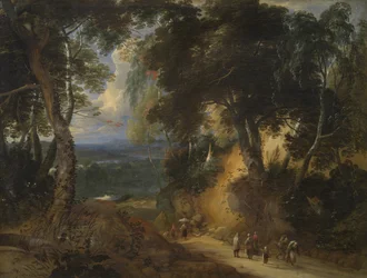 Soignes-skogen med marknadsförsäljare