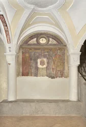 Veronica mellan Saint Christopher och den helige riddare