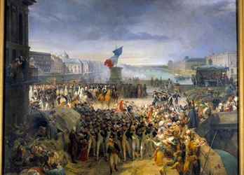 Paris nationalgarde, samlad på Pont Neuf, beger sig till armén i september 1792