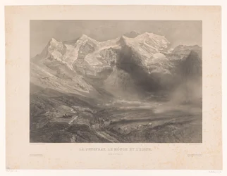 Utsikt över bergen Jungfrau, Mönch och Eiger La Jungfrau, le Mönch et l