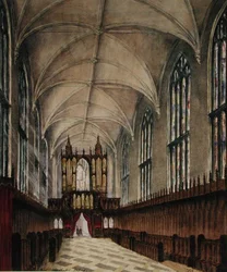 Interiör av New College kapell efter senare 1700-talsändringar, ca 1870 (akvarell på papper)