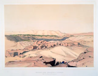"Öken och stenbrott, Asouan, med ön Elephantine", Egypten, 1800-talet