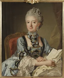 Louise Ulrique de Prusse, reine de Suede et Finlande - Porträtt av Louisa Ulrika av Preussen (1720-1782), Sveriges drottning, av Pasch, Lorenz, den yngre (1733-1805). Olja på duk