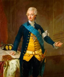 ""Porträtt av kung Gustav III av Sverige (1771-1792)"" (Porträtt av Gustav III av Sverige) Målning av Lorenz II Pasch (1733-1805)