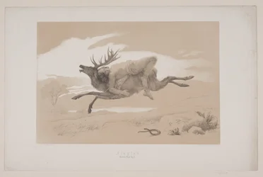 Flygningen, sid. 11, illustration till Christian Winthers "Flight of the Deer"