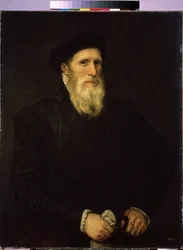 ""Porträtt av en gammal man"" (Porträtt av en gammal man) Målning tillskriven Lorenzo Lotto (1480-1556) omkring 1550 Mått 93x72 cm Sankt Petersburgs Eremitagemuseum