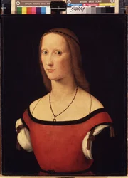 ""Porträtt av en dam"" (Porträtt av en dam) Målning av Lorenzo Costa (1460-1535) 1500-1506 Mått 57x44 cm Eremitagemuseet, Sankt Petersburg (Saint-Petersburg)