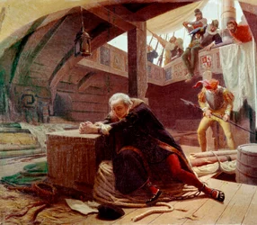 Christofer Columbus år 1500 under sin återresa till Spanien