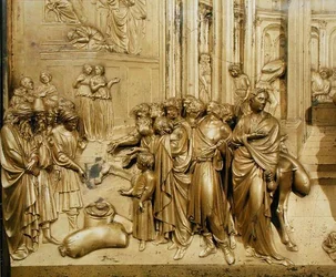 The Story of Joseph, detalj av fyndet av Silver Cup, från originalpanelen från East Doors of the Baptistery