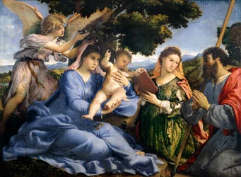 Madonna och barn mellan de heliga Katarina av Alexandria och Thomas av Lorenzo Lotto (1480 ca-1556), olja på duk
